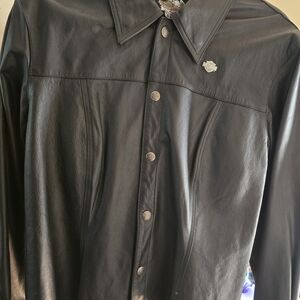 Harley-Davidson Black Leather Jacket with Silver Accents